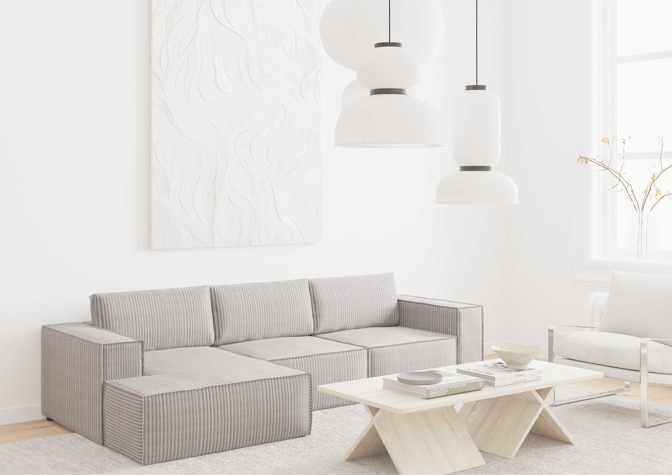 Sztruksowy narożnik modułowy z przeszyciami NAKANO